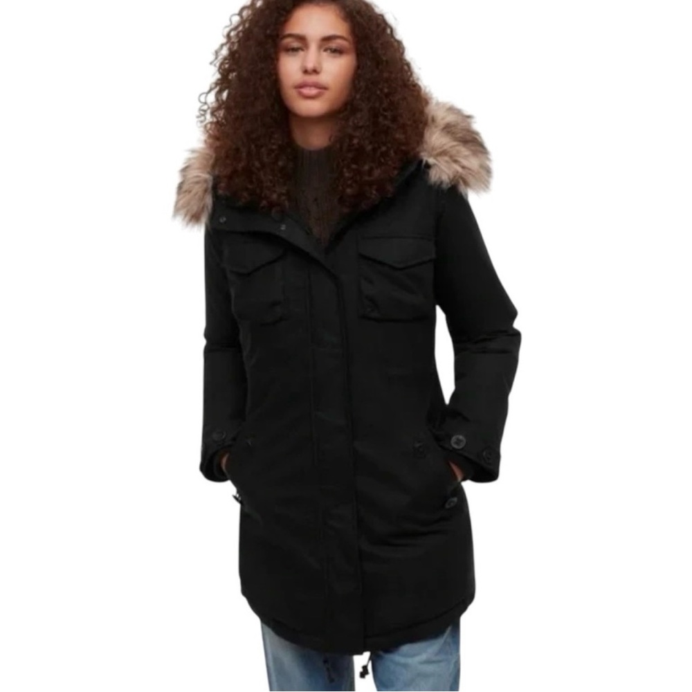 Black Aritzia Community Paradigm Parka Faux Fur Hood SZ S
